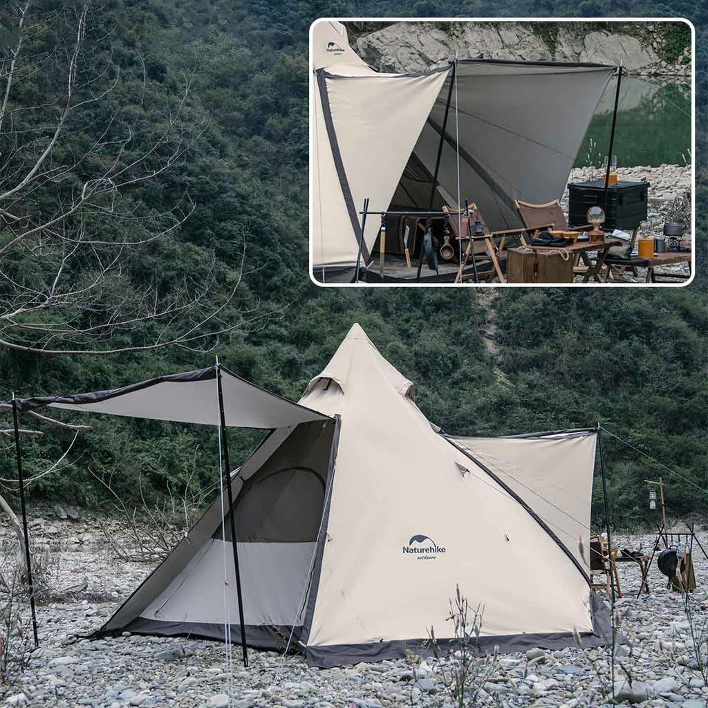Naturehike Person Шестиугольная пирамида Один шест Подходит для всех Легко Блокирует Солнце Включает в себя Снежную юбку Для С 3-4 Палатка, Сезоны, Установка, Компактный,