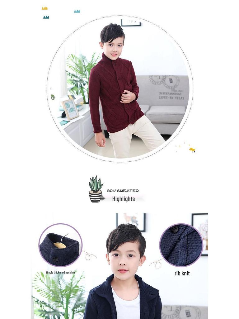 Детский вязаный кардиган с высоким воротником - Теплый и уютный для осени/зимы (Возраст 2-11 лет)