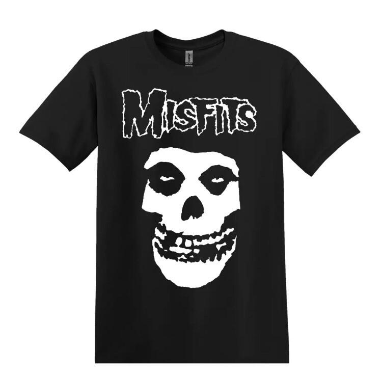Misfits Череп Белый Панк, Рок, Футболка с Логотипом Группы Черный S-3XL