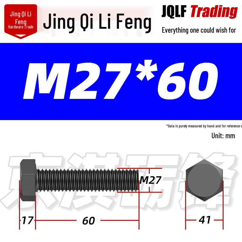 12.9 Grade High-Strength Blackened Hex Bolt M22-M48