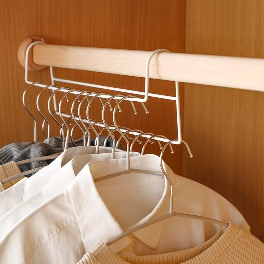 Iron Clothes Hanger Rod High Low Staggered Storage Rack Closet Hanger Organizer Clothing Storage