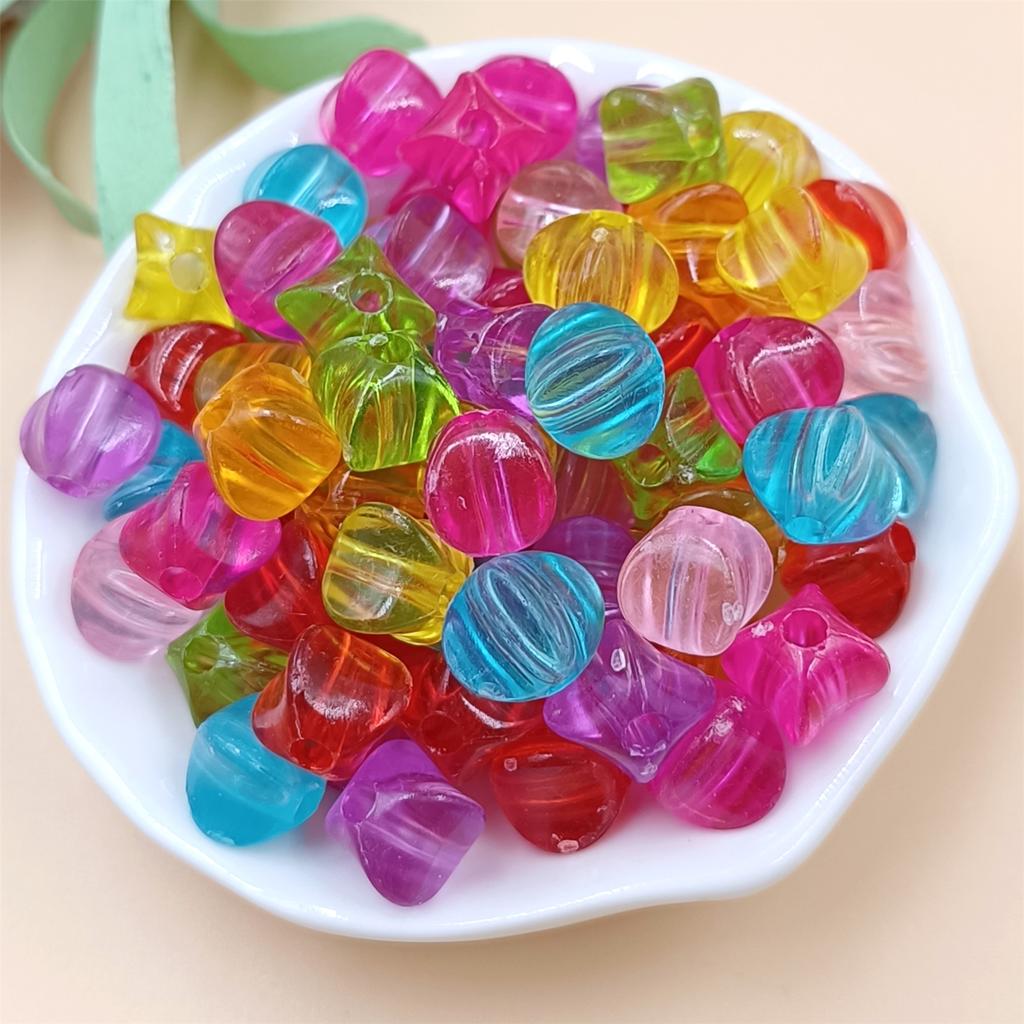 Home Party Supplies Hand-Beaded Mixed Color Flower Heart Shell Candy Candy Color DIY Loose Beads Beads With Hole Crafted 150Pcs for Jewelry Making