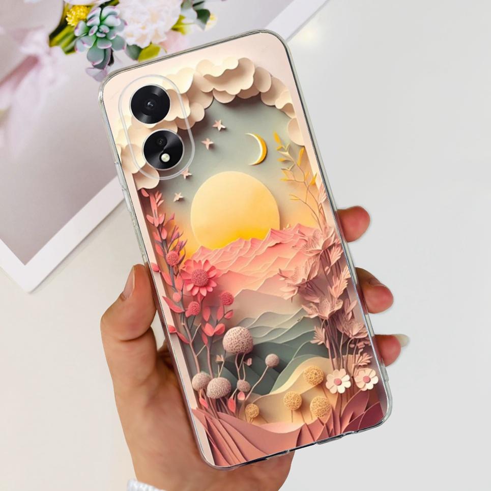 For Oppo 38 A18 A58 A78 A98 Case Rose Flower Back Cover Coque Skull Cool Style Cartoon Soft TPU Silicone Bumper OppoA18 OppoA38