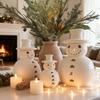 Light Up Snowman Christmas Decor LED Lighted Handmade White Snowman Figurine Winter Rustic Tabletop Ornaments for Holiday Home Decor