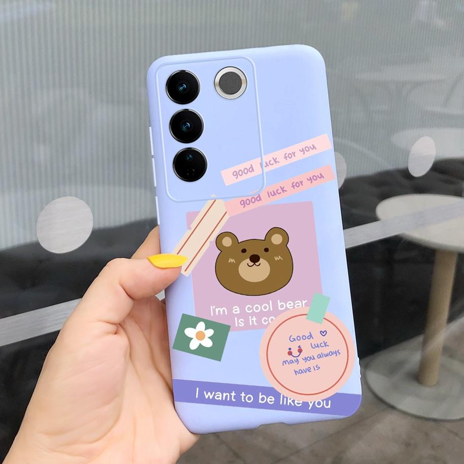 Чехол для Vivo V27 Pro Задняя крышка для Vivo V27e Модный чехол-фунда конфетного цвета с рисунком для Vivo V27 5G V 27e V27Pro V2237 V2230 Мягкий чехол
