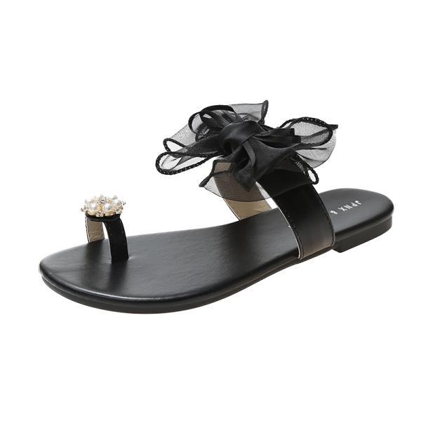 Обувь Женские тапочки Повседневные шлепанцы с узлом-бабочкой Пантофле с бусинами Низкие мягкие роскошные летние базовые тканевые шлепанцы на плоской подошве H