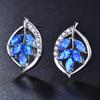 New Korean Style Blue and White Hollow Leaf Shaped Womens Versatile Earrings