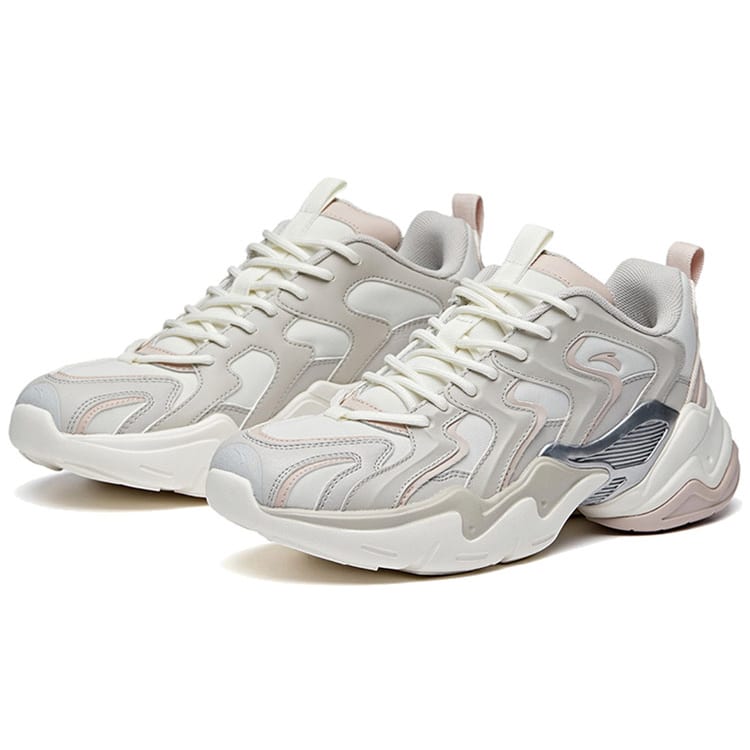 ANTA Chunky Sneakers Women's Low Top Ivory White/Shade 1 Gray/Lotus Gray 122018882-5