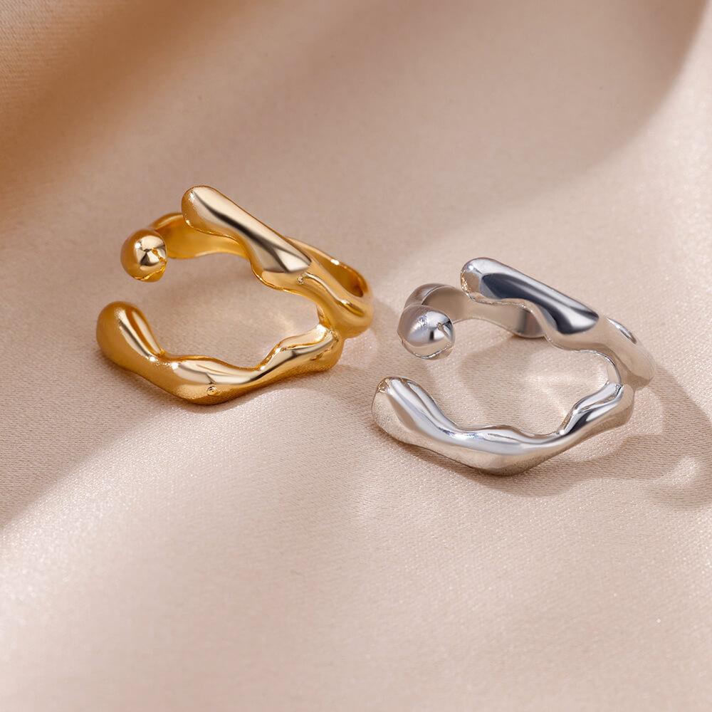 Кольца из нержавеющей стали для женщин с золотым покрытием, регулируемые парные кольца, новинка в аксессуарах, эстетичные, водонепроницаемые, с цирконом, anillos mujer