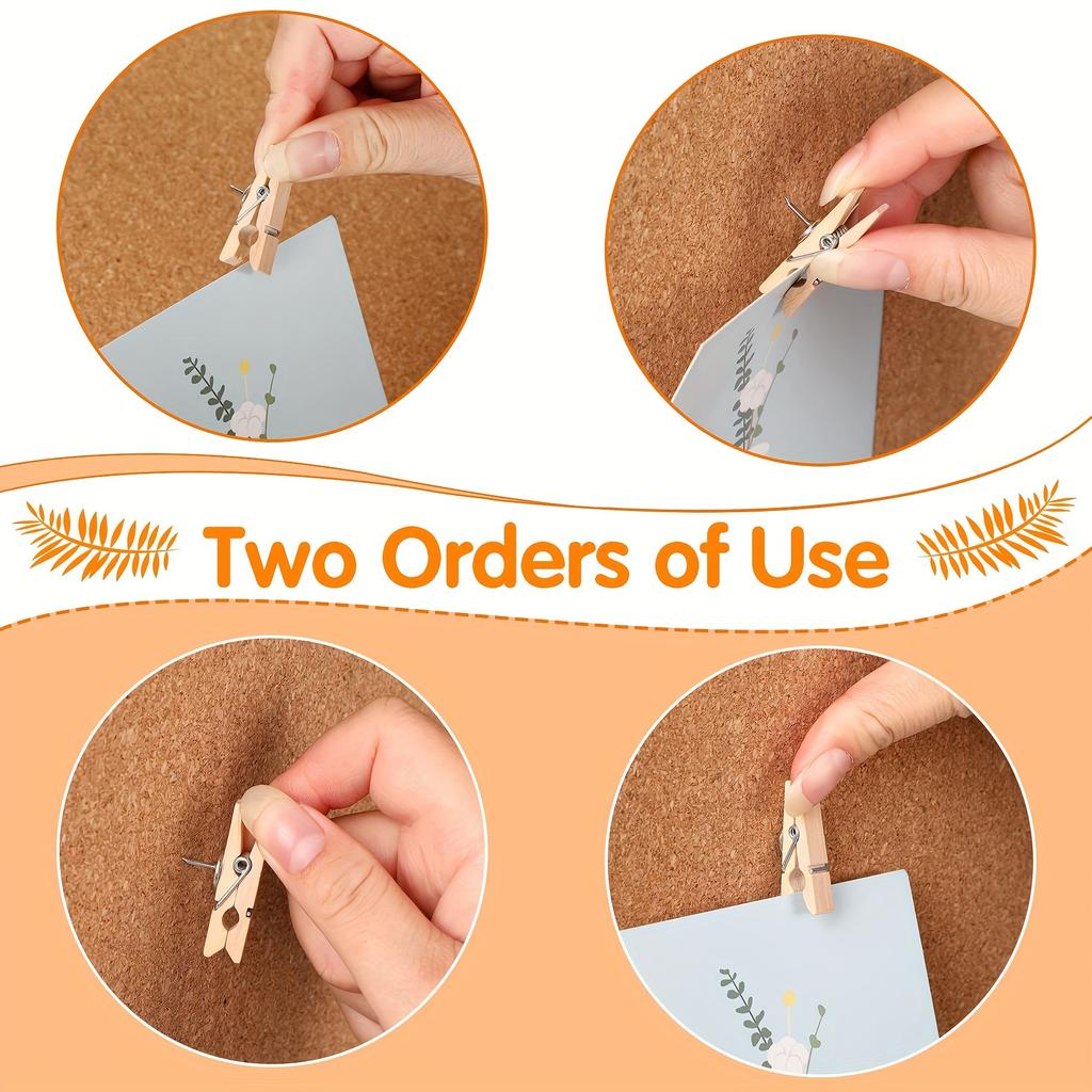 Wooden Push Pin Clips - Decorative Thumb Tacks for Cork Board, Bulletin Board, and Classroom Decor - Teacher Supplies