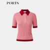 PORTS Women's Polo Neck Short Sleeve Knit Top