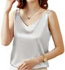 Aquamie Атласный Глянцевый и Без рукавов Однотонная Летняя Одежда Размер Женская Майка, Гладкий, Топ, Цвет, Шелковистый, (Серебро, М)