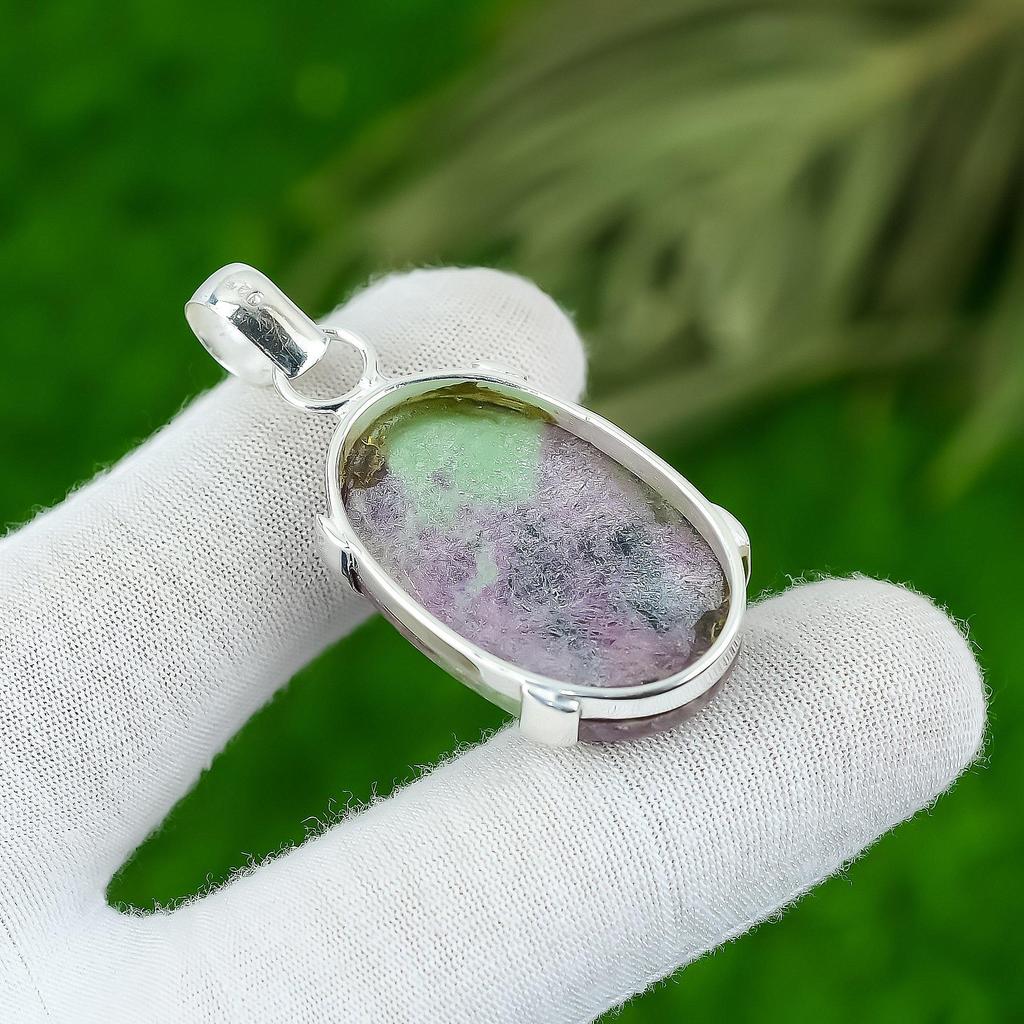 Womens day Sale Sterling Silver Natural Ruby Zosite Bezel Handcrafted Pendant