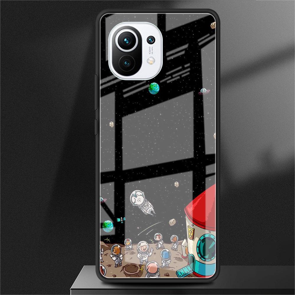 Стеклянный чехол для Xiaomi Poco X3 NFC 11 Lite 11T F3 M3 для Redmi Note 11 10 9 8 Pro 10S 9S 9S 9A 9C, чехол для телефона космонавт, космический корабль