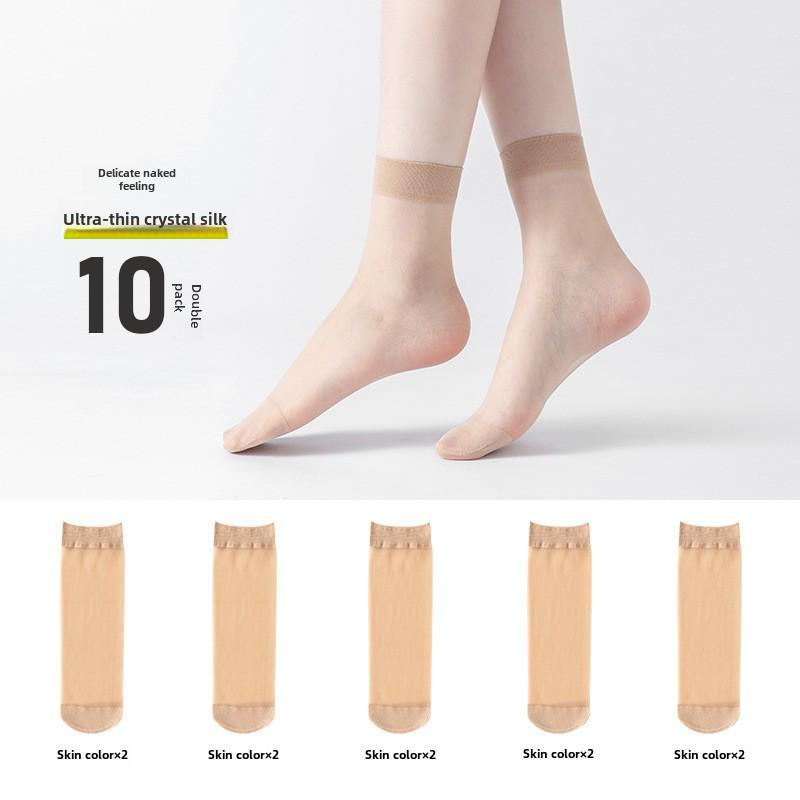 Женские прозрачные нескользящие короткие носки Bonas - весна/лето, тонкий кристаллический шелк, хлопковая подошва, анти-цепляние, износостойкие.