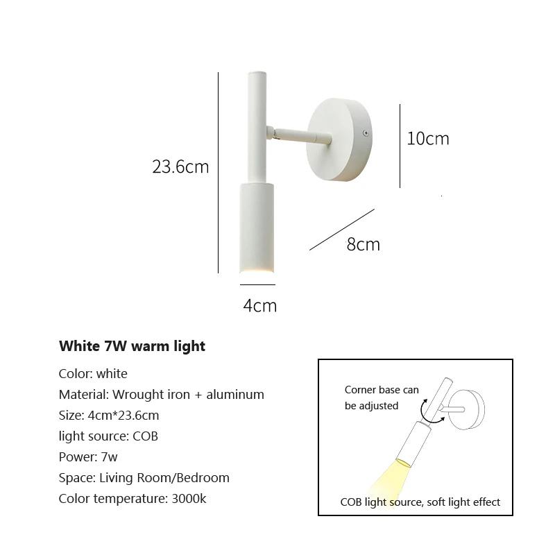 Modern Adjustable Rotaion Wall Light Minimalist Spotlight 7W LED Chandelier Reading Lights for Bedroom Hotel Night Book Lamp