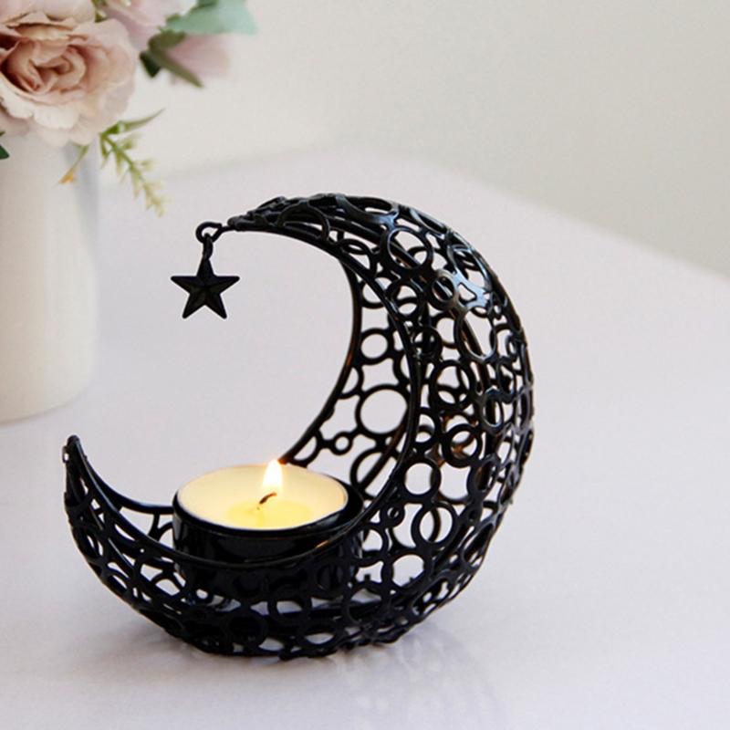 Moon Shaped Candle Holder Tealight Holder Metal Moon Candle Stand Candlestick for Christmas Dining Wedding Home Decors