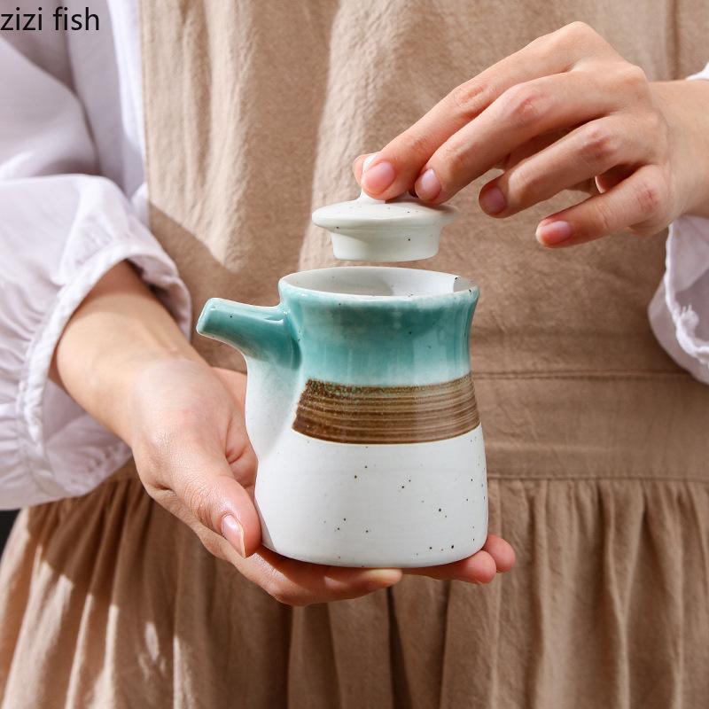 Керамическая банка для приправ в японском стиле, креативная бутылка для приправ, банка для соуса, масла, уксуса, бутылка для чили, кухонный инструмент для приправ