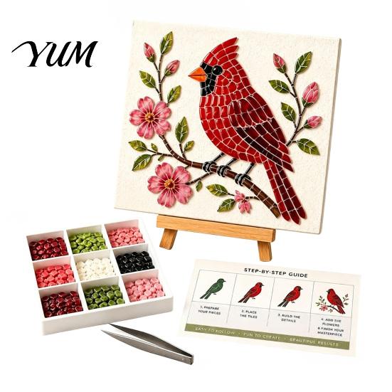Woodland Theme Craft Supplies Garden Mosaic Art Kit, DIY Animal Tile Beginner Friendly Crafting Project for Adults, Handmade Home Decor Projects