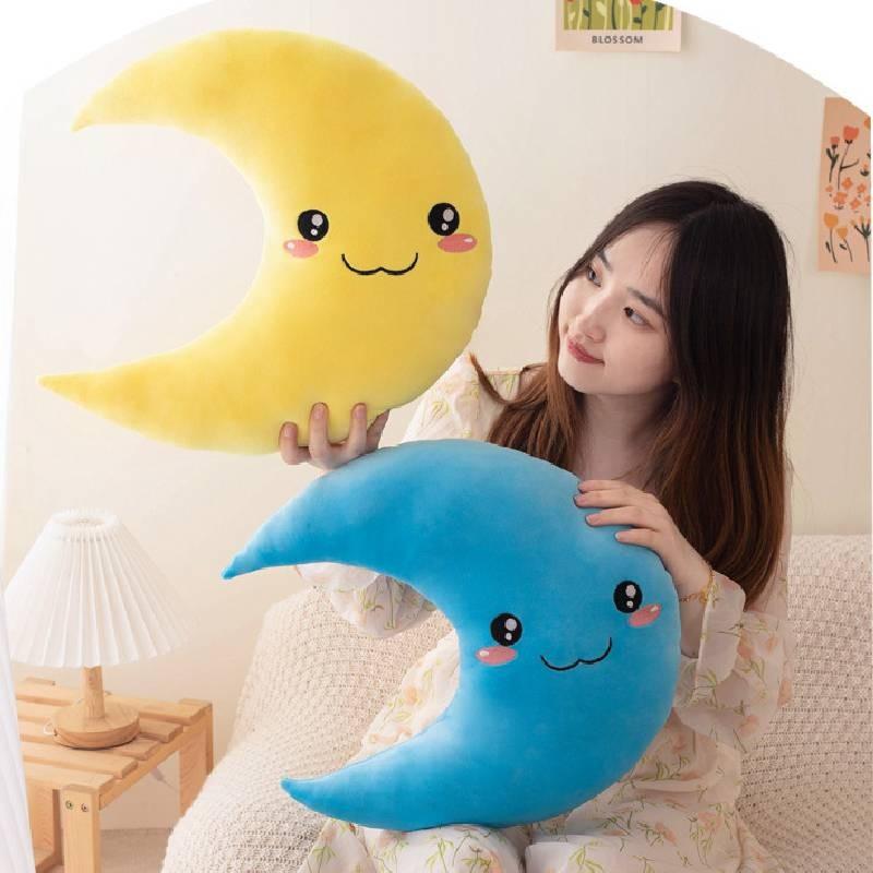 Whimsical Moon Pillow For Kids Premium Plush Stuffed Cushion With Soft Pp Cotton Filling For Cozy Snuggles
