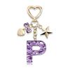 Bling Keychain with Initial Letter Butterfly Star Pink Purple - Cute Gift for Women And Girls Bag Cup Charms Fashion Accessory
