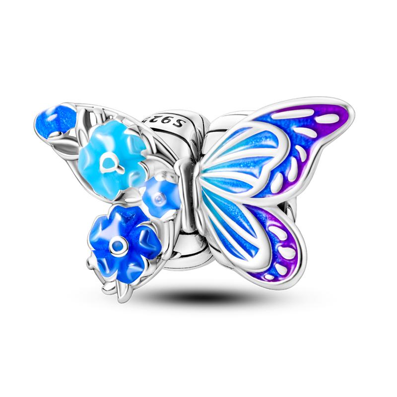 Fashion 925 Copper Fantasy Colorful Butterfly Series Pendent Beads Charms Fit 4MM Hole Diameter Bracelet Zircon Diy Making