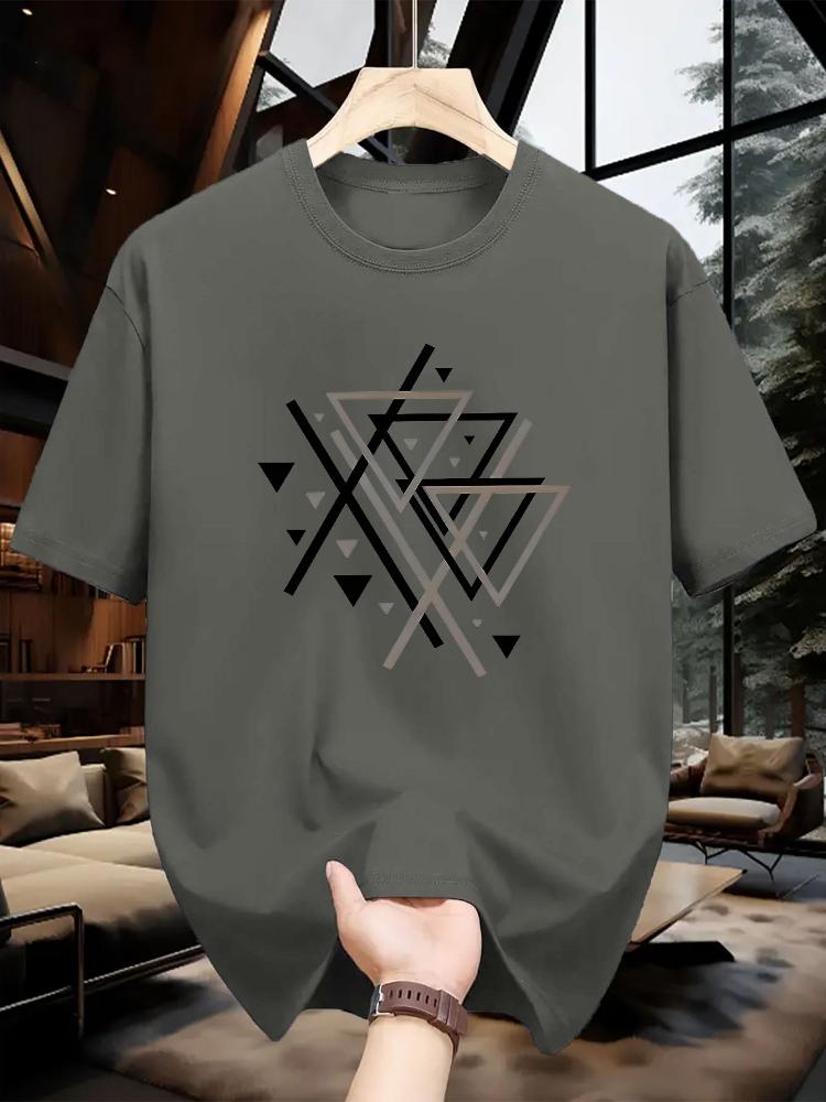 Unisexs Casual Comfort ShortSleeve 100 cotton TShirt with Geometric PatternStylish VersatilePerfect for Attire