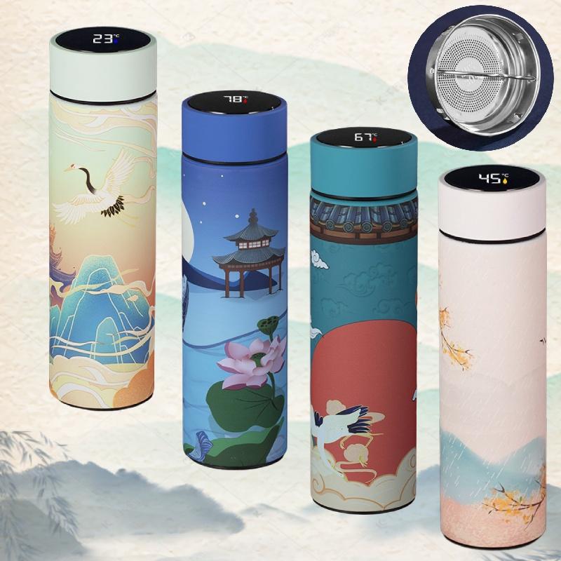 Креативный светодиодный дисплей температуры, вакуумная фляга из нержавеющей стали, 500 мл