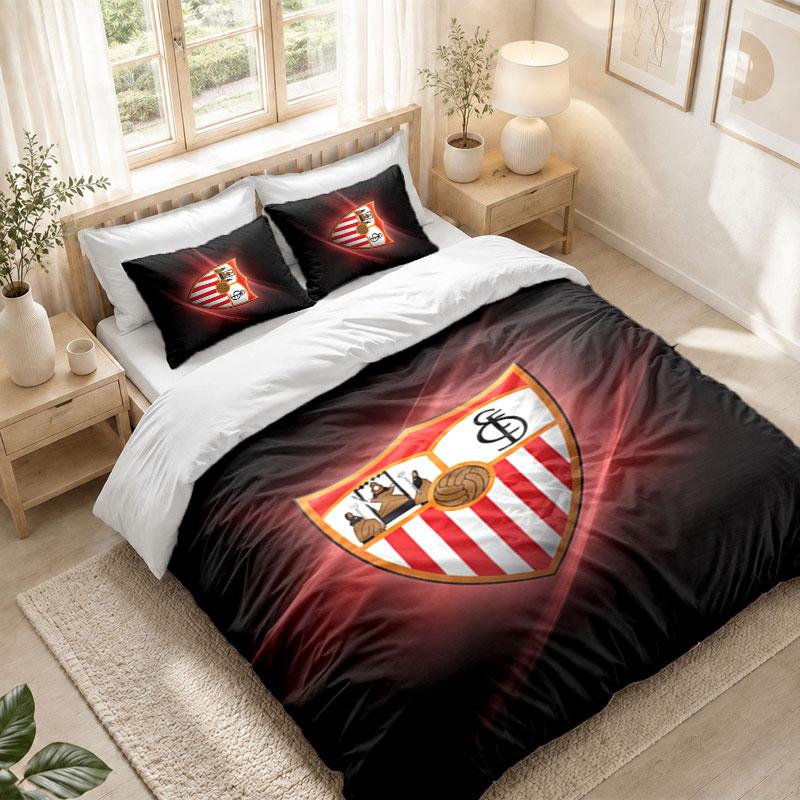 Bedding Set 1 Duvet Cover 2 Pillowcases Sevilla FC Print Bedroom Home Decoration