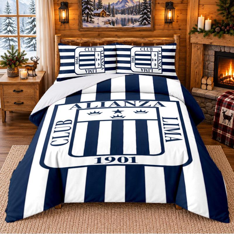 Alianza Lima Pattern Bedding 3Pcs Set Bed Sheet And Pillowcases For Indoor Bedroom