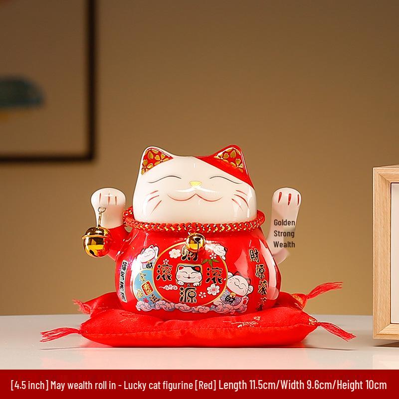 Fortune Cat Figurine Set: Automatic Waving Hand Decoration for Shop and Home
