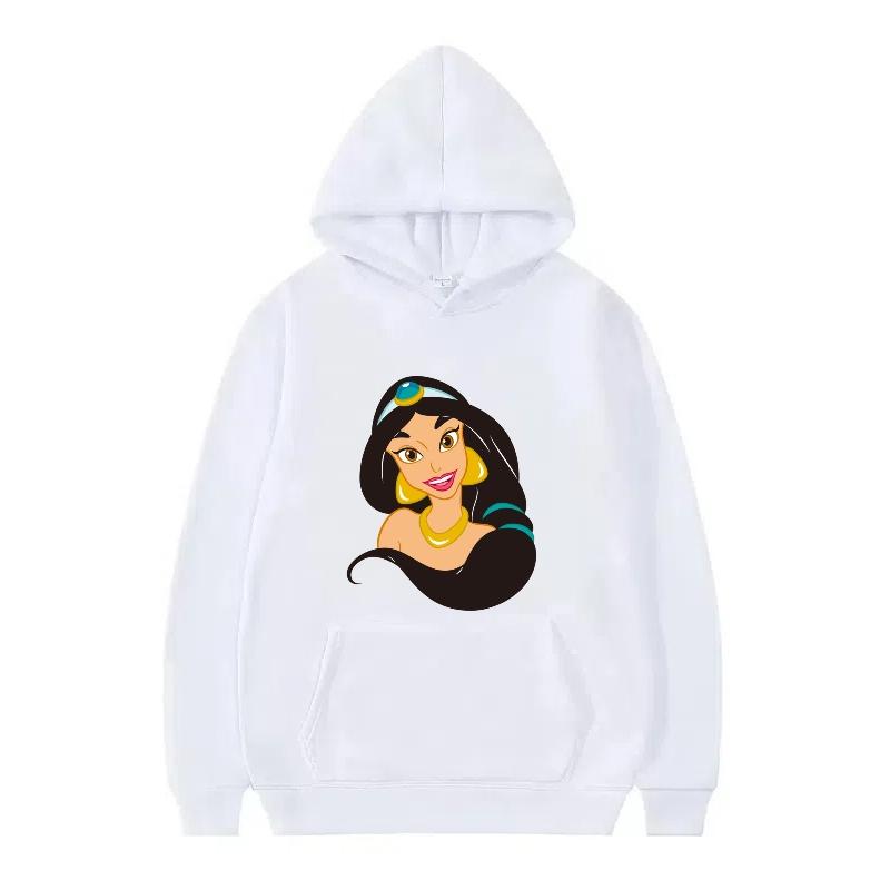 Disney Princess Pattern Woman Fashion Sporty Loose Black Spring Tops Clothes Pullovers Ladies Cheap Y2k Hoodies Men Sweatshirts