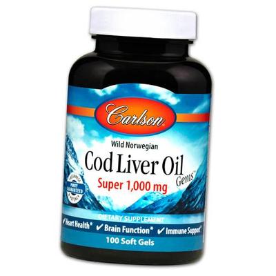 Рыбий жир из печени трески, Cod Liver Oil Super 1000, 100гелкапс (67353007)