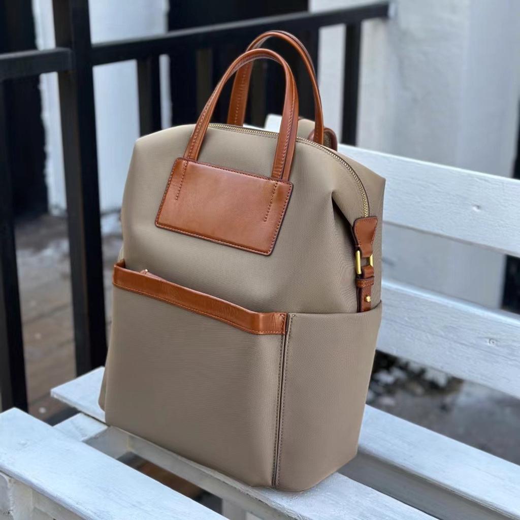 Ткань Оксфорд в сочетании с кожаным рюкзаком растительного дубления. Новые модные и универсальные рюкзаки для мужчин и женщин. Нишевый и высококлассный смысл.