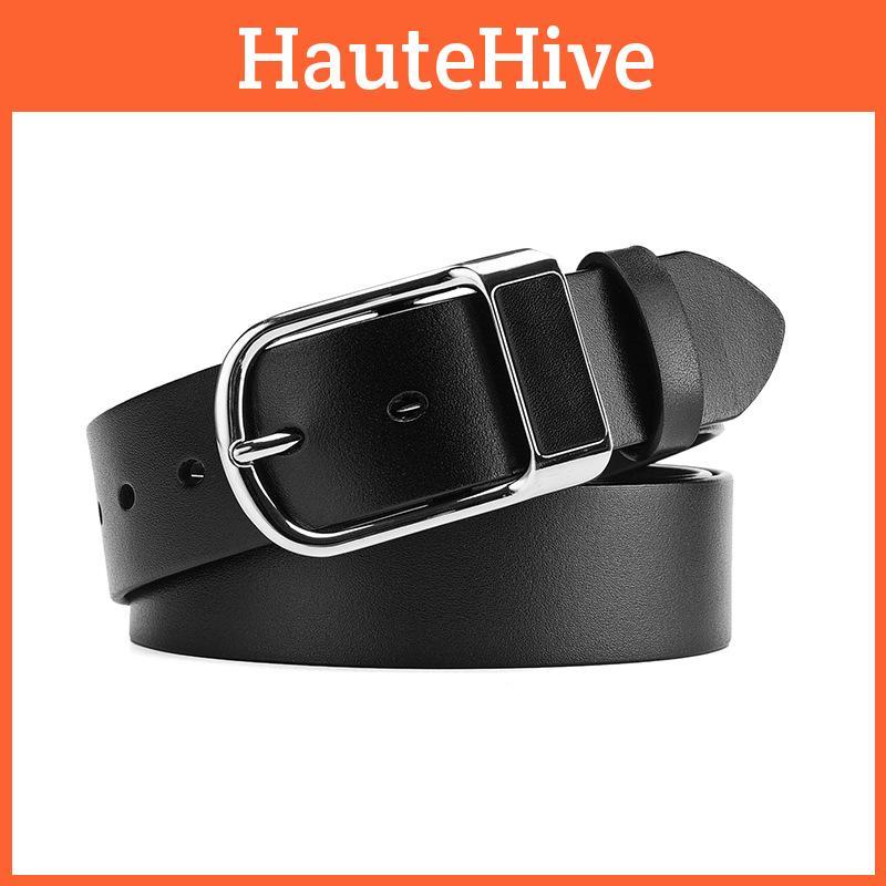 Men Leather Pu Belt With Alloy Pin Closure For Business And Activities Leisure