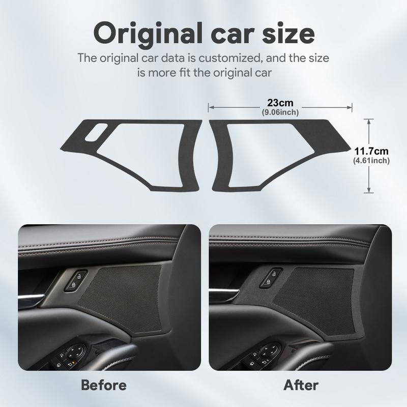 2PCS Top Suede Trim LHD RHD Sticker For Mazda 3 Axela 2024 2025 Car Door Horn Button Frame Accessories