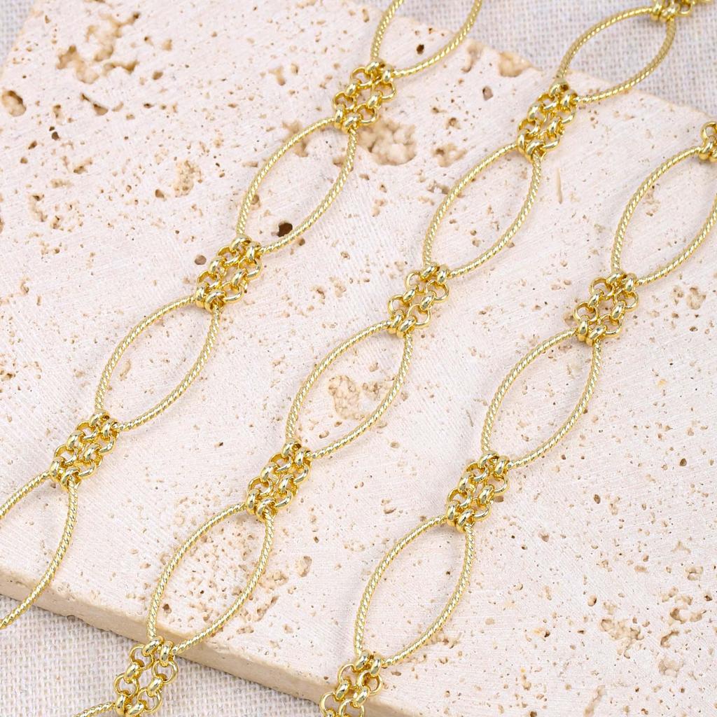 Позолоченная 18K меандровый DIY ожерелье/браслет: Ручная цепь в форме восьмерки, медная основа с высокой стойкостью цвета.