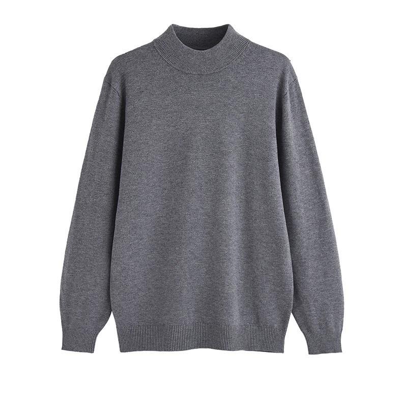 Men's Loose Fit Half Turtleneck Sweater: Korean Style, Solid Color, Knit, Long Sleeve, Autumn/Winter Top.