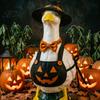 Pumpkin Apron Statue Halloween Mini Desk Goose Statue, Cute Small Figurine with Fall Porch Ornament And Wizard Hat for Home Office Table Decor