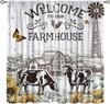 Highland Cow Curtains, Country Farm Animal Cow Window Treatments for Farmhouse Kitchen, Western Wildlife Bull Sunflower Print