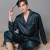 Silk Couple Pajamas Set: Long Sleeve, Plus Size, Spring/Autumn, Men's & Women's Ice Silk Homewear.