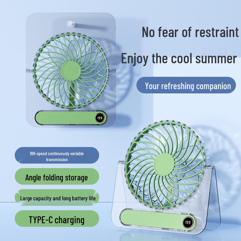 Portable Folding Desktop Fan with Long Battery Life - Clip, Stand, or Hang for Office Use