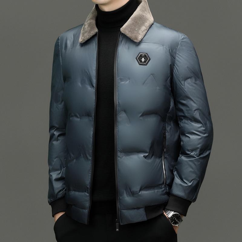 Мужская зимняя хлопковая куртка 2024 года с воротником из овечьей шерсти
