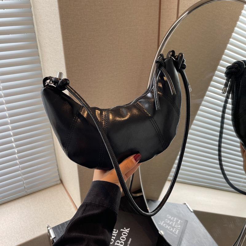 Высококачественная сумка-пельмень из мягкой кожи, женская трендовая модная сумка-полумесяц-круассан 2025, новый зарубежный стиль, на одном плече, через плечо, женская сумка