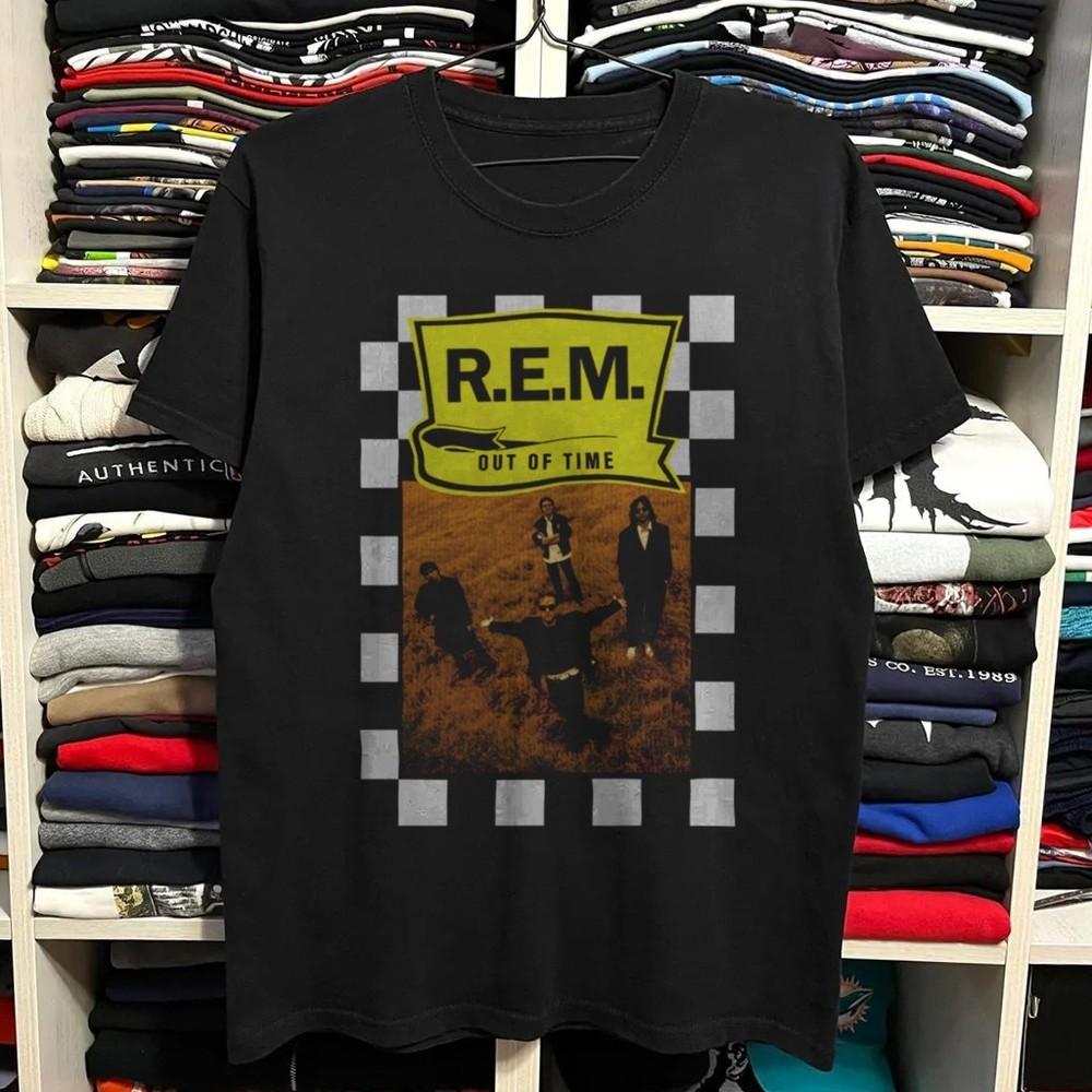 R.E.M. Out Of Time Album Band Black Cotton Tshirt Size S5XL Unisex T-Shirt
