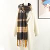 Women’s Classic Patchwork Plaid Print Fashion Scarf Faux Pashmina Soft Warm Shawl Fried Dough Twist Fringes Stylish Scarf for Winter