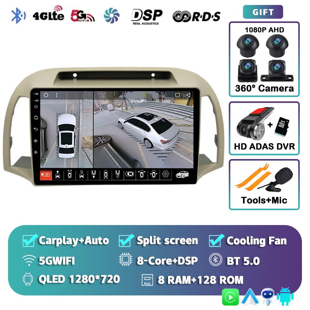 Android 14 Carplay Авто Автомагнитола Для Nissan March Micra K12 2002-2010 Навигация Авторадио Аудио Мультимедиа Видеоплеер Стерео