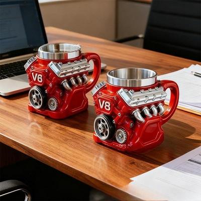 Кружка из смолы с двигателем V8 и внутренней вставкой, высококачественная механическая декоративная ручная работа