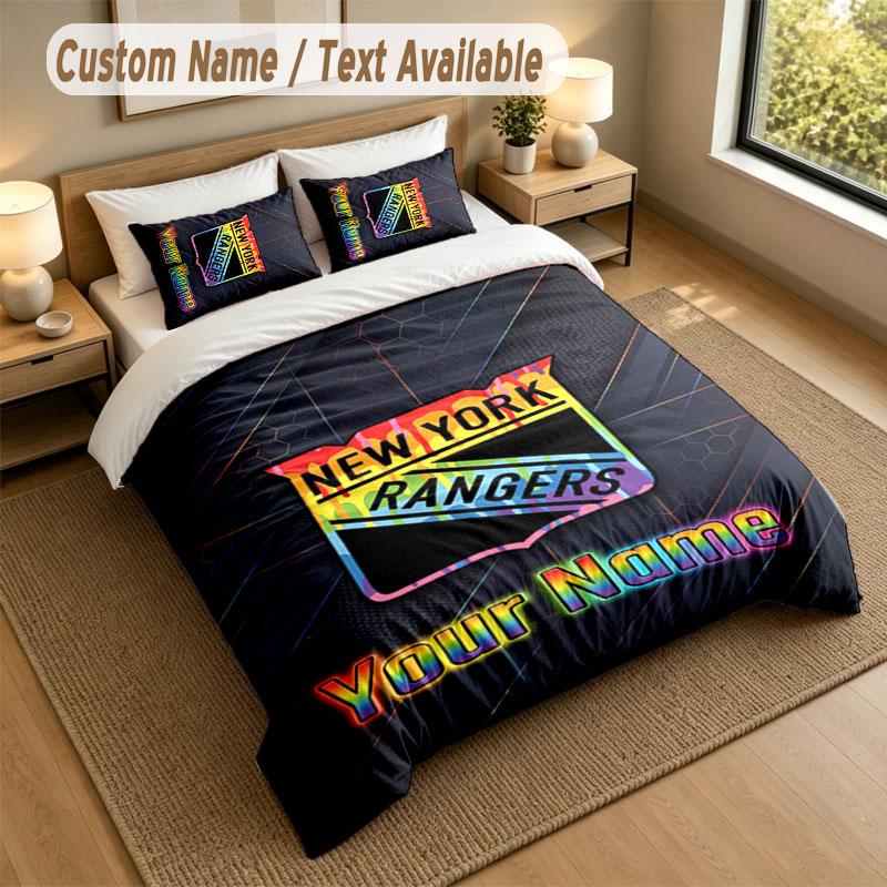 Bedding Set 1 Duvet Cover 2 Pillowcases New York Rangers Print Soft Bed Linen Bedroom Decor