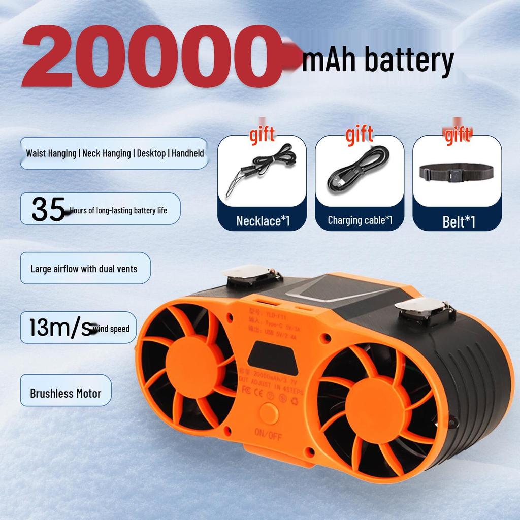 Portable Waist-Mounted Cooling Fan for Outdoor Construction